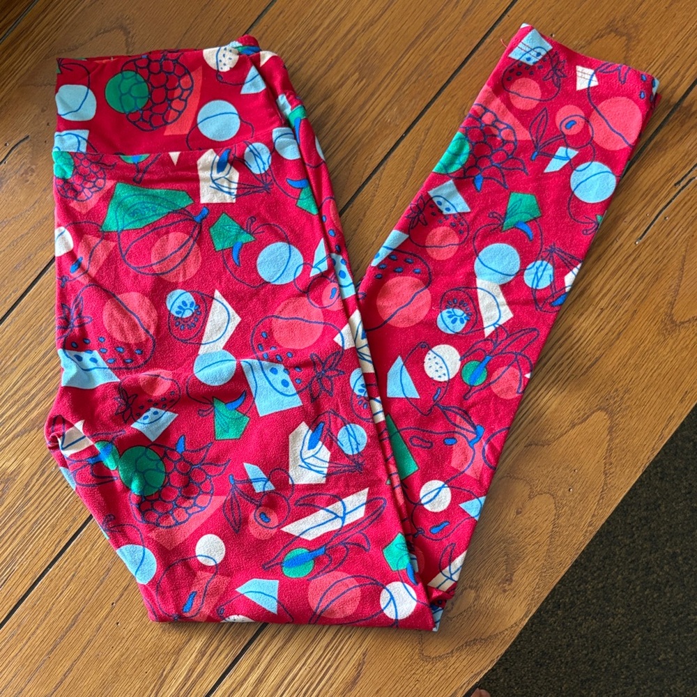 Colorful Geometric Fruit Print Leggings